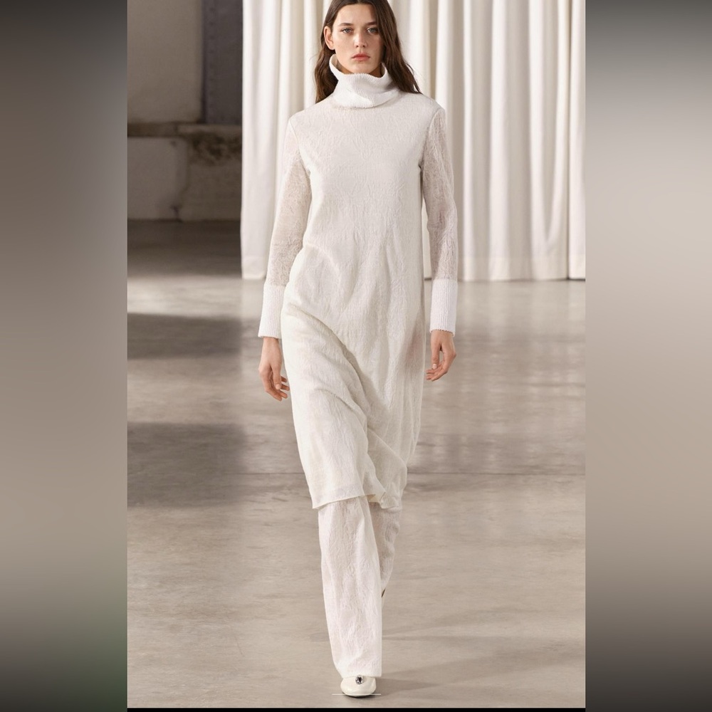 Zara wool blend jacquard wide leg pants Zara Woman collection